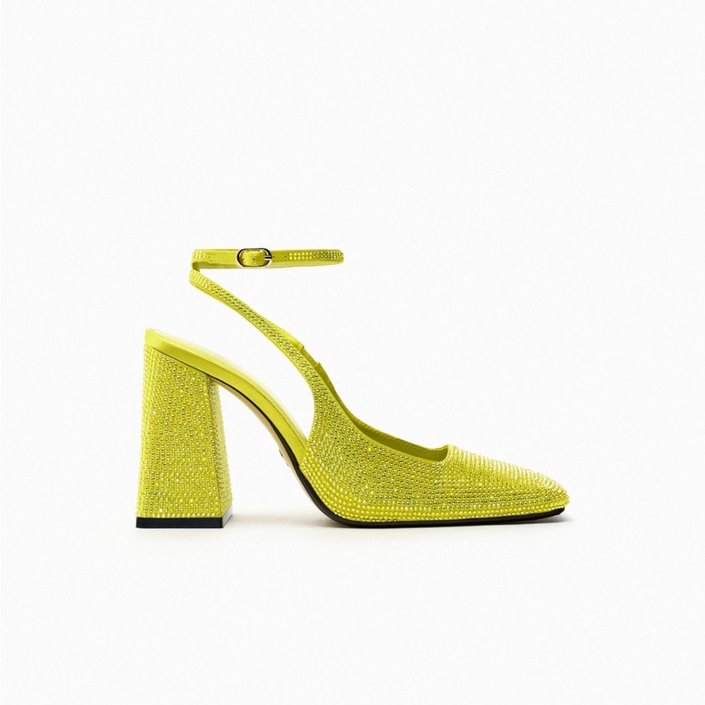 Zara rhinestone open back heels. 7 1/2. New